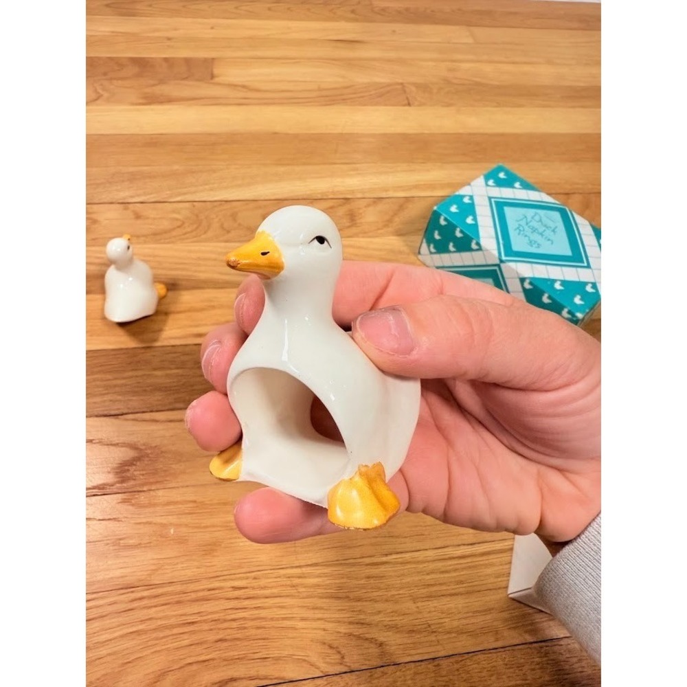 Vintage Duck Goose Napkin Rings Ron Gordon 80s Ceramic Napkin Holders Set Of 4 - Picture 8 of 8